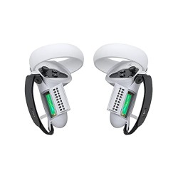 [Pro Version] KIWI design Controller Grip Cover with Battery Door Compatible with Quest 2 (Black+Light Grey 1 Pair)